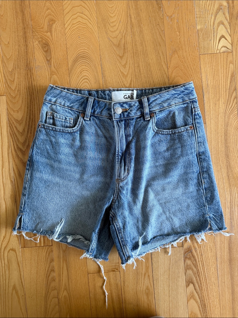 Light Blue Distressed Denim Cutoff Shorts